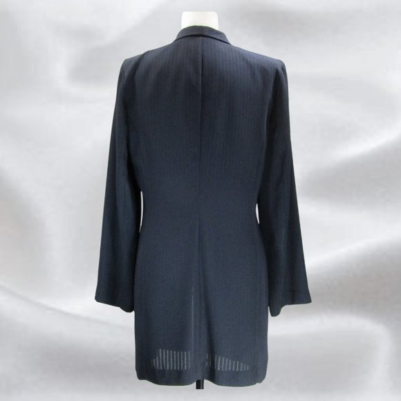 Tenzer Navy Blue Pinstriped Skirt Suit in Size 8/10 - Picture 3 of 9